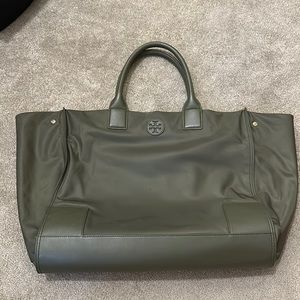 Tory Burch Olive Green Nylon Tote Bag